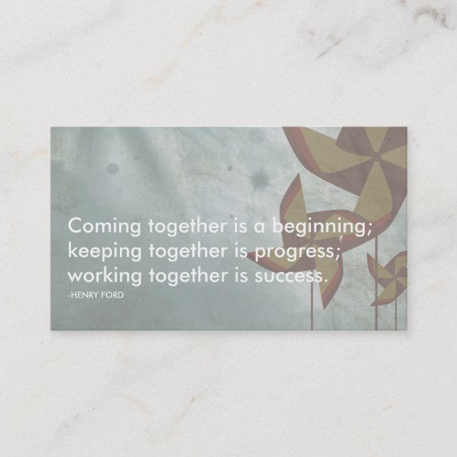 Cartão De Visita citação de sucesso de henry ford (Frente)