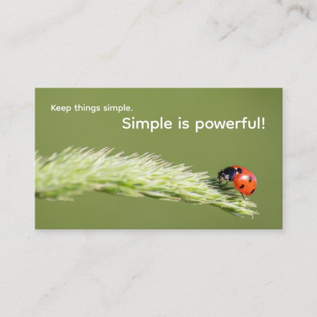 Cartão De Visita Citação motivacional positiva com pequena joaninha (Frente)