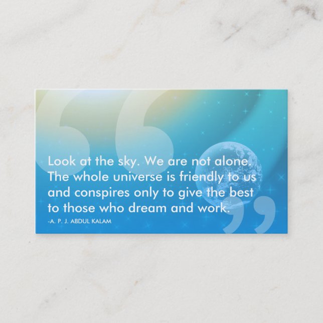 Cartão De Visita Citações do sucesso de APJ Abdul Kalam (Frente)