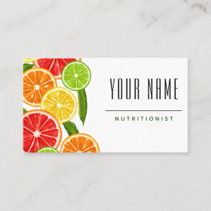 Cartão De Visita Citrus coloridos nutricionistas, Frutas frescas