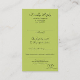 Cartão De Visita Citrus Green Elegant Calligraphy Wedding RSVP Card