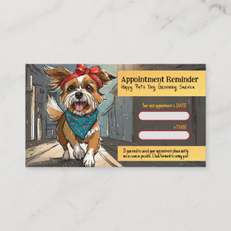 Cartão De Visita City Dog Artsy Grooming Appointment Reminder Card
