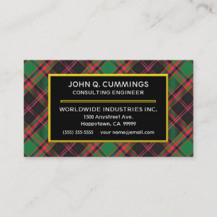 Cartão De Visita Clã Escocês Cumming Hunting Tartan Xadrez