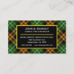 Cartão De Visita Clã Escocês Ramsay Orange Hunting Tartan Xadrez