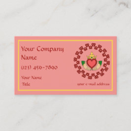 Cartão De Visita Claddagh e Red Knotwork a rosa