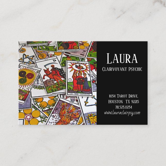 Cartão De Visita Clairvoyant Psychic Tarot (Frente)