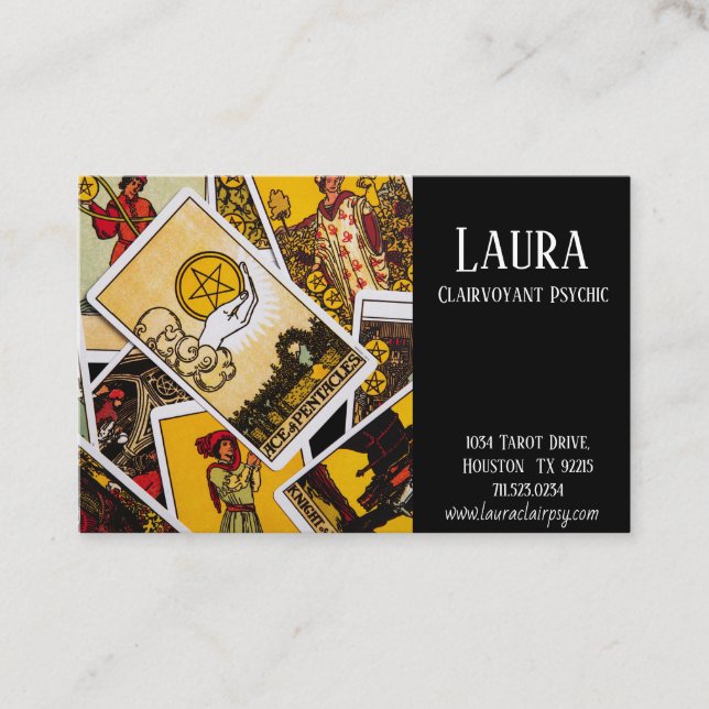Cartão De Visita Clairvoyant Psychic Tarot Star (Frente)