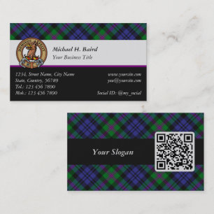 Cartão De Visita Clan Baird Crest sobre Tartan