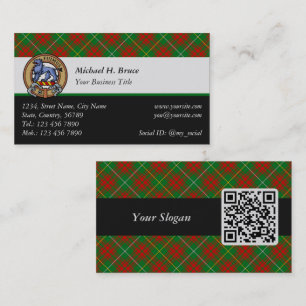 Cartão De Visita Clan Bruce Crest sobre caçar Tartan
