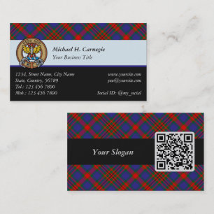 Cartão De Visita Clan Carnegie Crest sobre Tartan