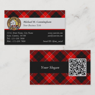 Cartão De Visita Clan Cunningham Crest sobre Tartan