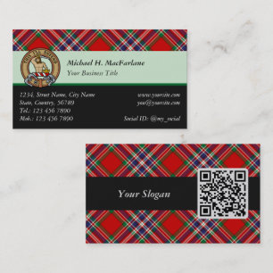Cartão De Visita Clan MacFarlane Crest sobre Red Tartan
