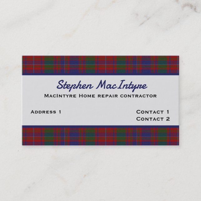 Cartão De Visita Clan MacIntyre Xadrez Tartan Personalizada (Frente)