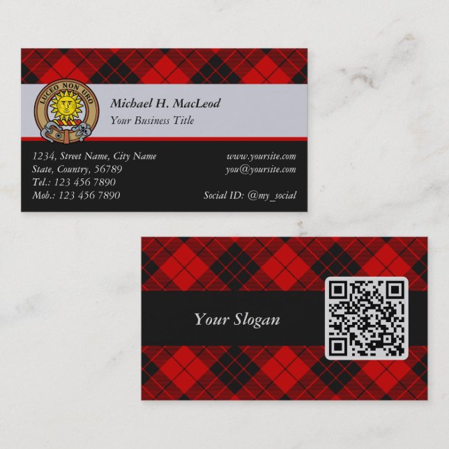 Cartão De Visita Clan Macleod de Raasay Tartan (Frente/Verso)