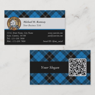 Cartão De Visita Clan Ramsay Crest sobre Blue Hunting Tartan