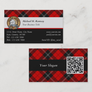 Cartão De Visita Clan Ramsay Crest sobre o Red Tartan