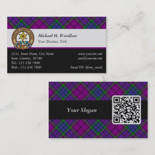 Cartão De Visita Clan Wardlaw Crest sobre Tartan
