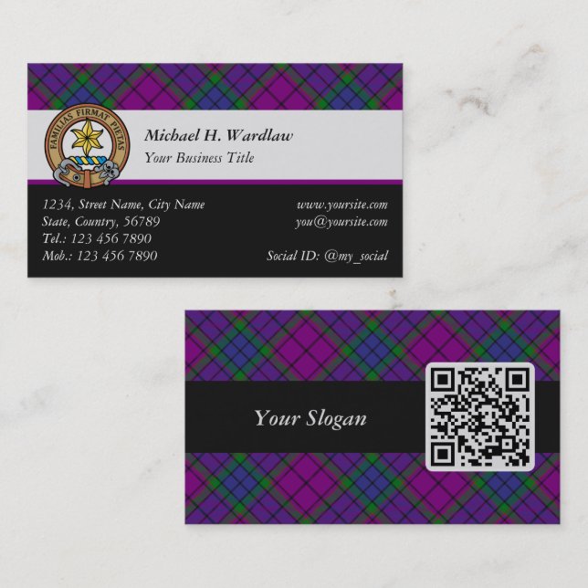 Cartão De Visita Clan Wardlaw Crest sobre Tartan (Frente/Verso)