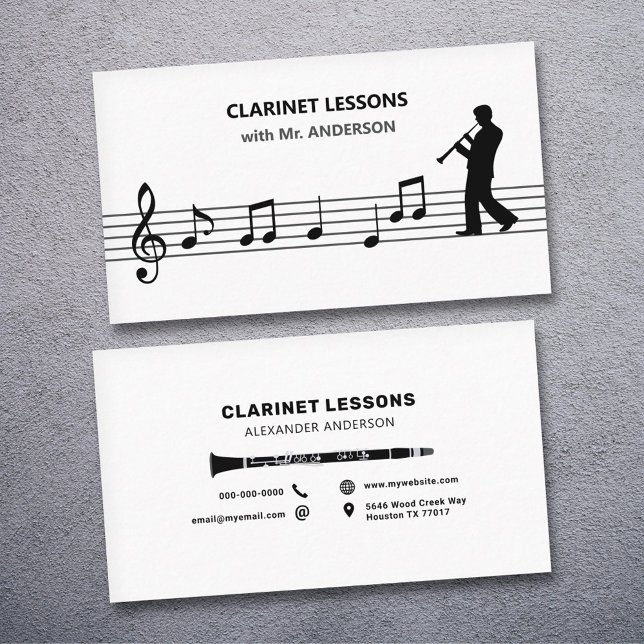 Cartão De Visita Clarinet Lessons (Clarinet Lessons Business Card)