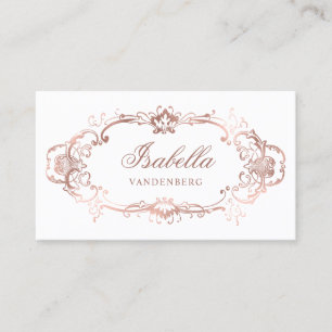 Cartão De Visita Classe Decorativa Vintage Chique Dourado Rosa