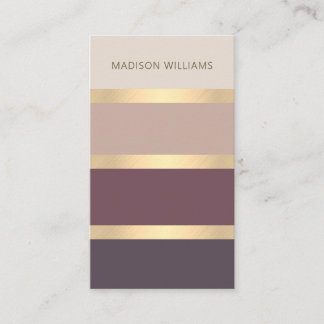 Cartão De Visita Classe Moderna de Stripes Amplas Dourada