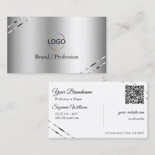 Cartão De Visita Classe Prata com Logotipo de Linhas Brilhantes e C