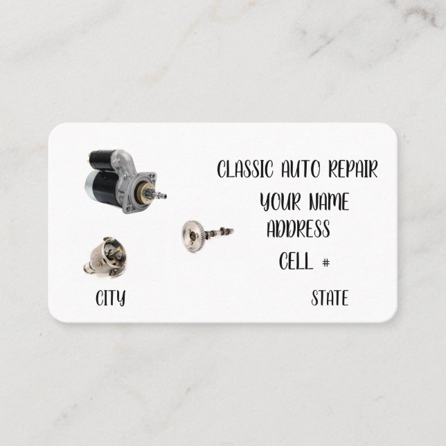 Cartão De Visita Classic Auto Repair Business Card (Frente)