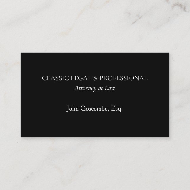 Cartão De Visita Classic Black Attorney Business Card | Ultra-Class (Frente)
