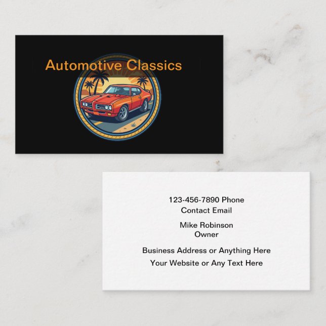 Cartão De Visita Classic Car Automotive Theme Business Cards (Frente/Verso)
