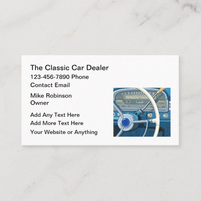 Cartão De Visita Classic Car Dealer Automobile Business Cards (Frente)