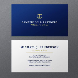 Cartão De Visita Classic navy blue and gold attorney at law