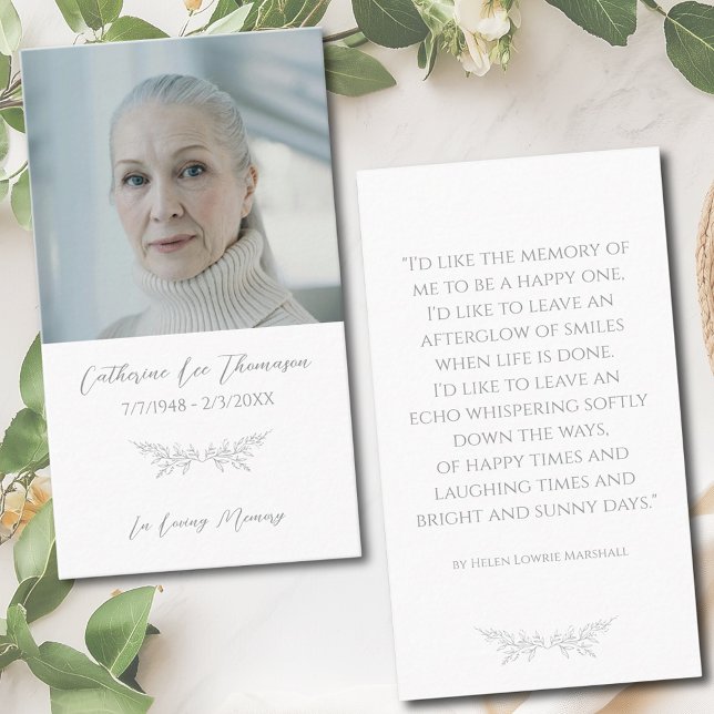 Cartão De Visita Classic Photo Elegant Floral Funeral Prayer Card (Classic Photo Elegant Floral Funeral Prayer Card
)