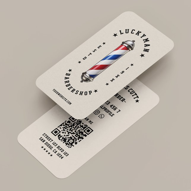Cartão De Visita Classic Sand Red White Blue Barber Pole Barbershop (Classic Sand Red White Blue Barber Pole Barbershop Business Card
)