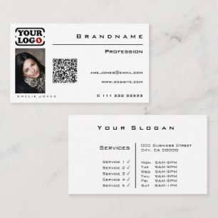 Cartão De Visita Classic White Custom Photo Logo Professional