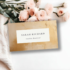 Cartão De Visita Clássica Artística Beige Dourada Óleo Textura