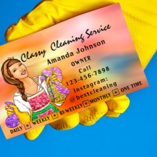 Cartão De Visita Clássica Serviços de Limpeza da Casa Clássica Holo