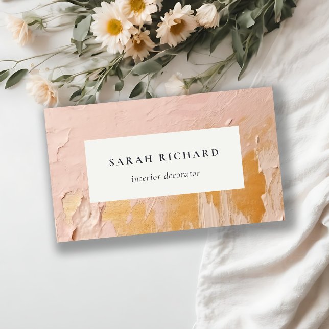 Cartão De Visita Clássico Artístico Ocupado Cor-de-rosa Dourado Tex (Criador carregado)