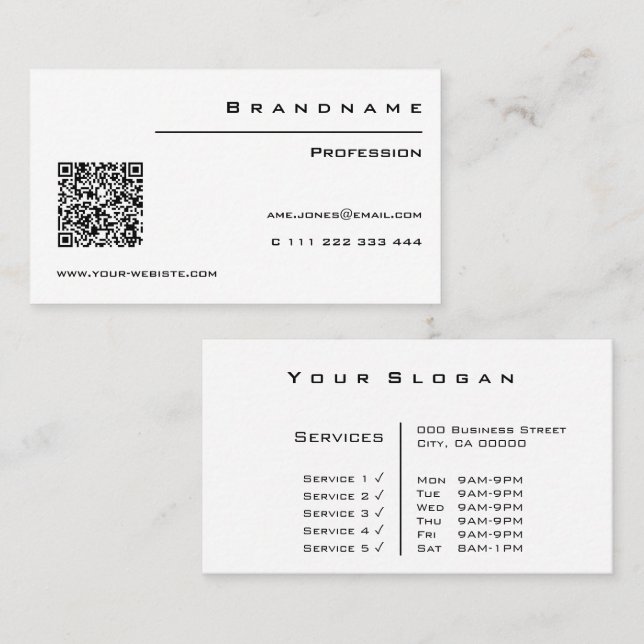 Cartão De Visita Clássico branco personalizado com classe profissio (Frente/Verso)