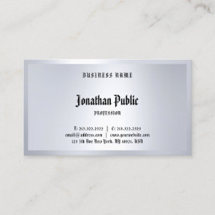 Cartão De Visita Clássico Caligráfico Digitado Prata Parece Elegant