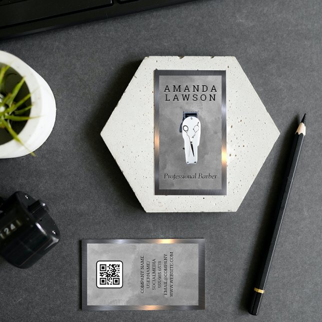 Cartão De Visita Clássico | Clippers e tesouras para cabelo | Códig (Criador carregado)