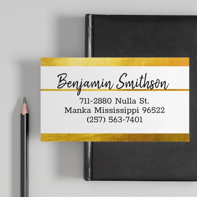 Cartão De Visita Clássico Elegante Chic Modern Faux Dourado Persona (Criador carregado)