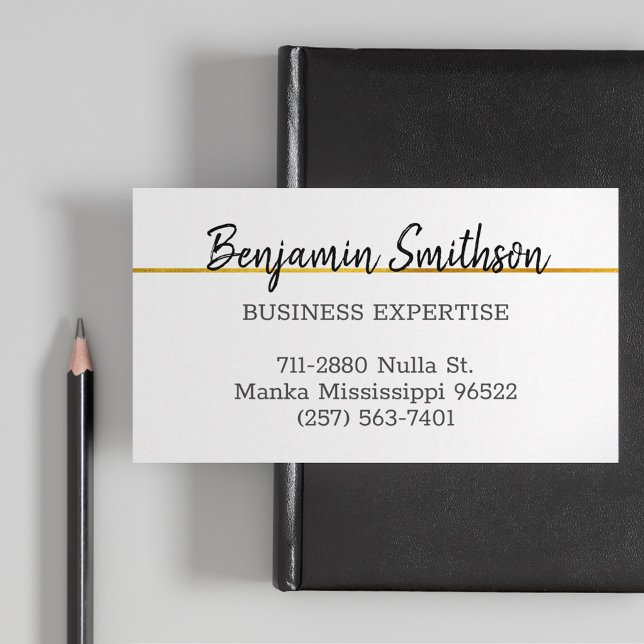 Cartão De Visita Clássico Elegante Chic Modern Faux Dourado Persona (Criador carregado)