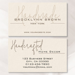 Cartão De Visita Clássico Elegante Minimalista Feito à Mão Artesana