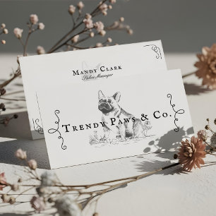 Cartão De Visita Clássico estilo Boutique Pet Salon BullDog francês