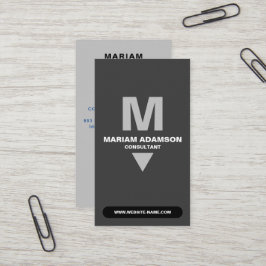 Cartão De Visita Clássico (Monogram QR) Prata e Preto Matte