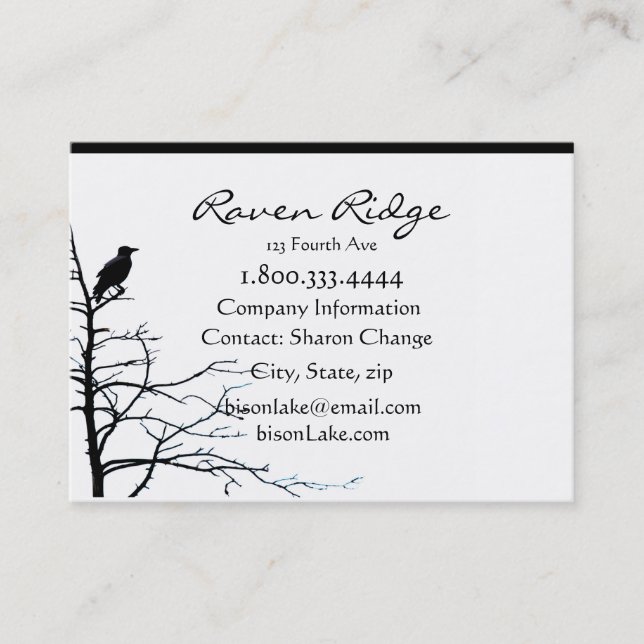 Cartão De Visita Clássico Negro Raven Ridge Natureza Personalizada (Frente)