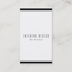 Cartão De Visita Clássico Preto e Branco Elegante Chique Minimal Mo