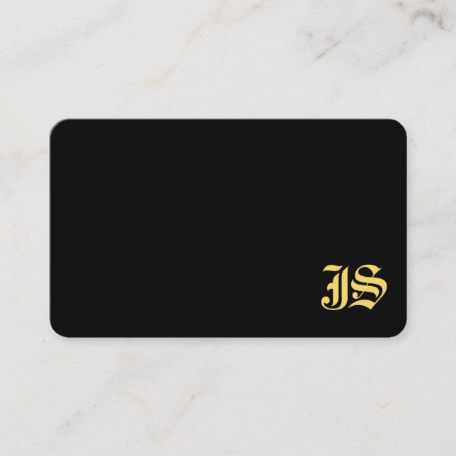 Cartão De Visita Clássico preto e profissional Dourado monograma (Frente)