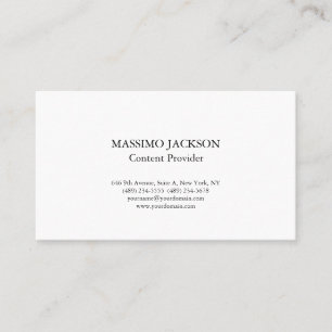 Cartão De Visita Clássico Simples Branco Profissional Minimalista