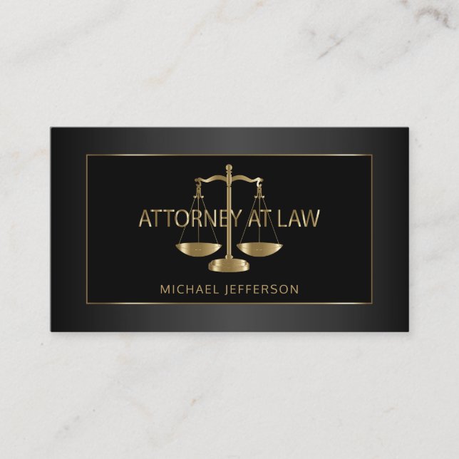Cartão De Visita Classy Attorney at Law - Preto e Dourado (Frente)